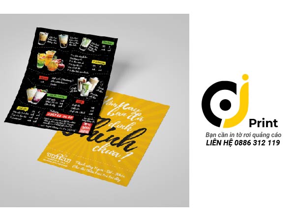 tờ rơi menu nhà hàng, quán cafe